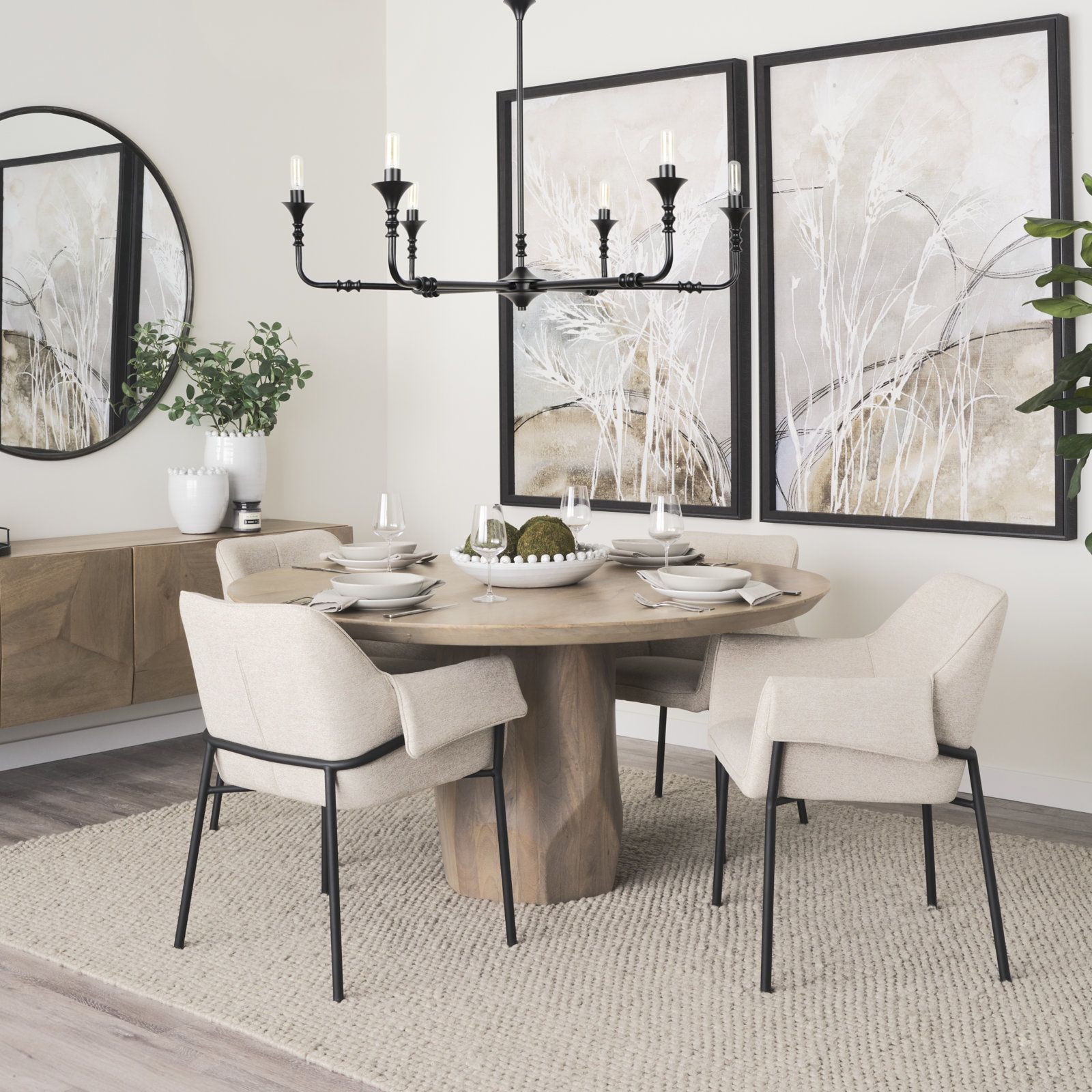 Gloriette Linen Dining Armchair, Polyester/Polyester Blend Oatmeal