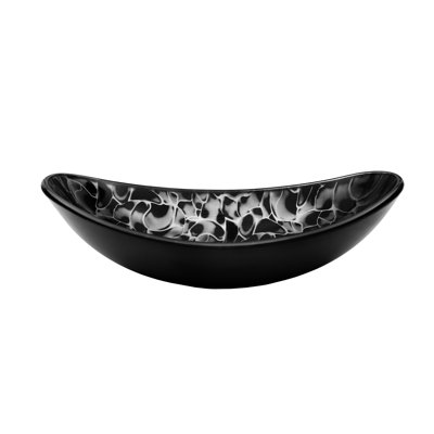Novatto 14.5'' Black/Silver Glass Oval Bathroom Sink