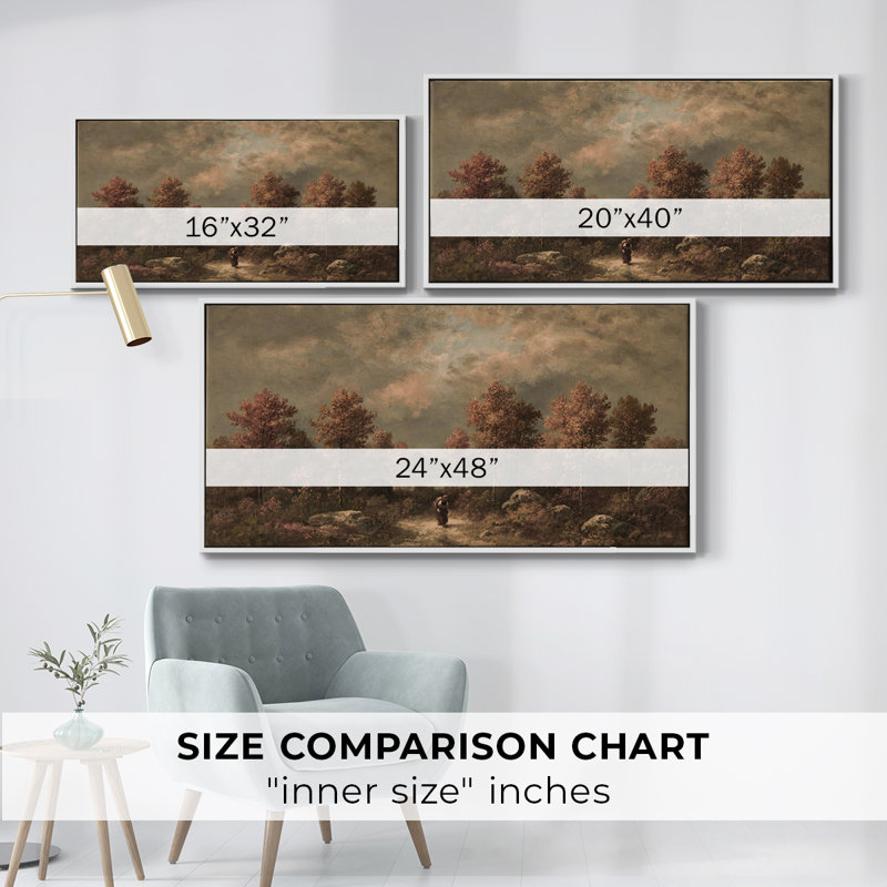Série paysage - DCCXLVI - Toile tendue avec châssis encadré - Prêt à être accroché, H 17 po x l 33 po, Blanc