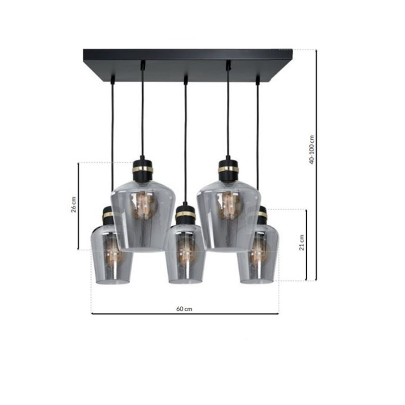 Vassar 5 - Light Black/Gold Jar Pendant