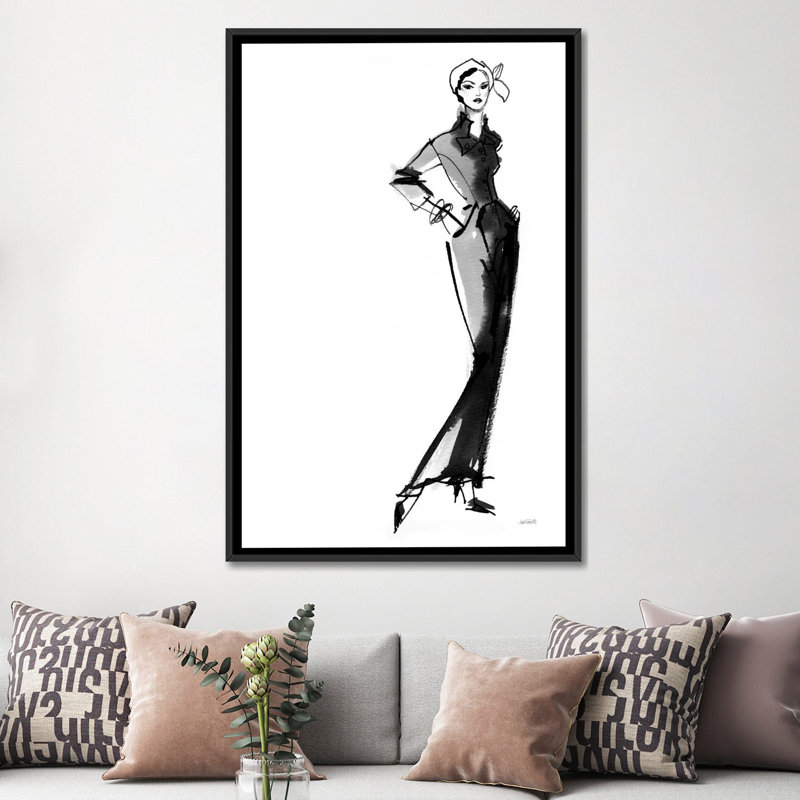 «Fifties Fashion III», reproduction sur toile, H 60 po x l 40 po x P 1,5 po, Toile encadrée noire, Pas de tapis