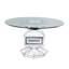 Table de salle à manger Noralie 132 cm – Plateau en verre transparent, piètement en miroir à facettes en forme de diamant et incrustations de faux diamants – Pièce maîtresse moderne et luxueuse pour votre salle à manger