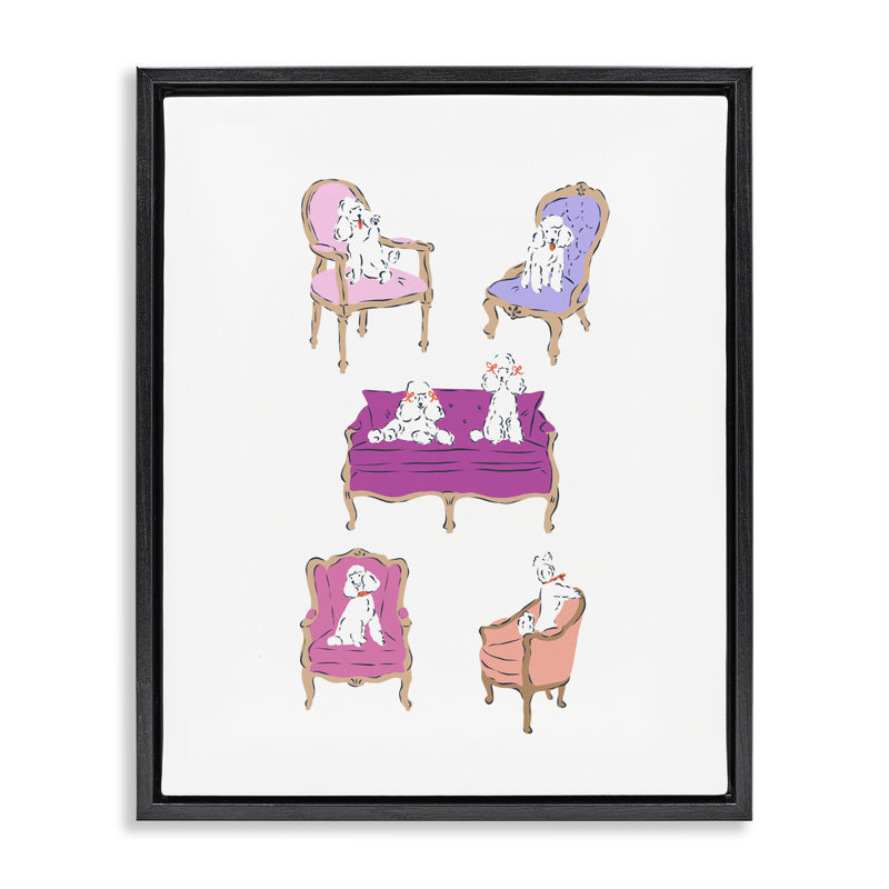 Cadre flottant French Chairs and Poodles, design par Krissy Mast, Cadre flottant noir de jais, H 21 po x l 17 po