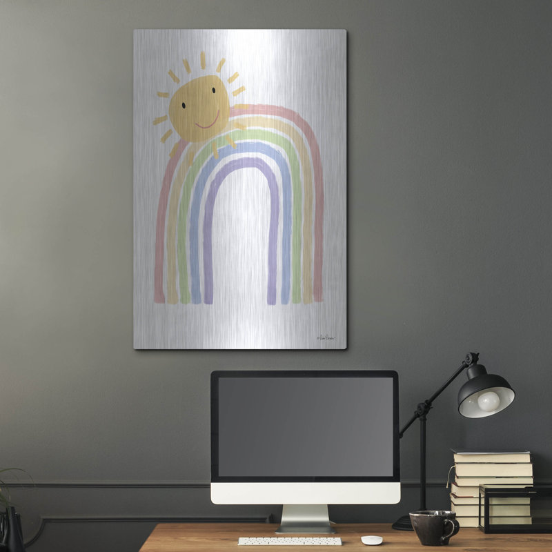 «Rainbow and Sun» par L. Larson, art mural en métal, 24 po x 36 po, H 36 po x l 24 po