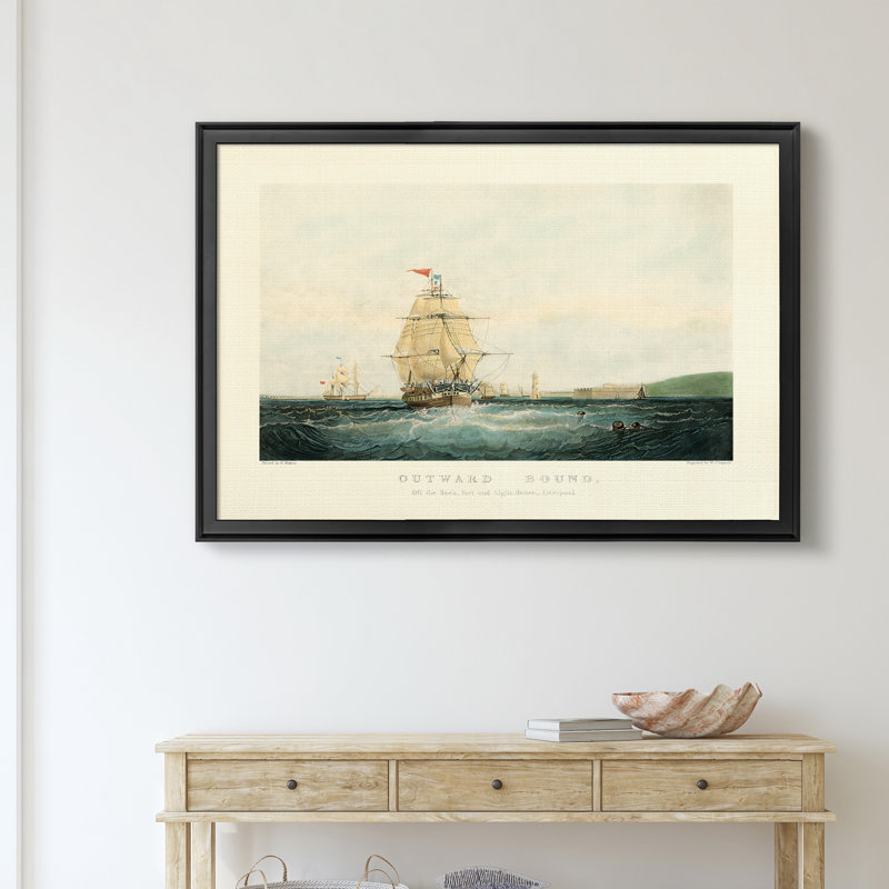 Outward Bound - Tableau encadré sous verre acrylique, grande œuvre d'art murale pour salon, H 18,5 po x l 24,5 po x P 1,5 po