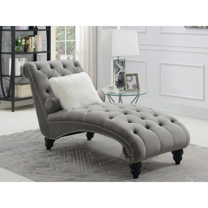 Chaise longue sans accoudoirs capitonnée Trotta, gris