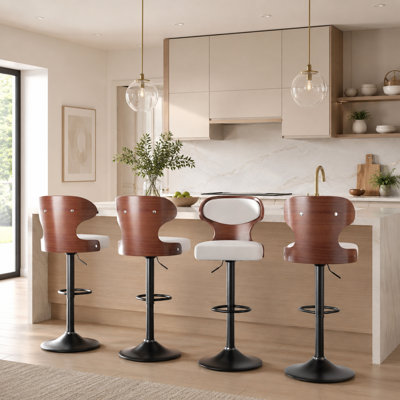 Bentwood Adjustable Height Swivel Bar Stool