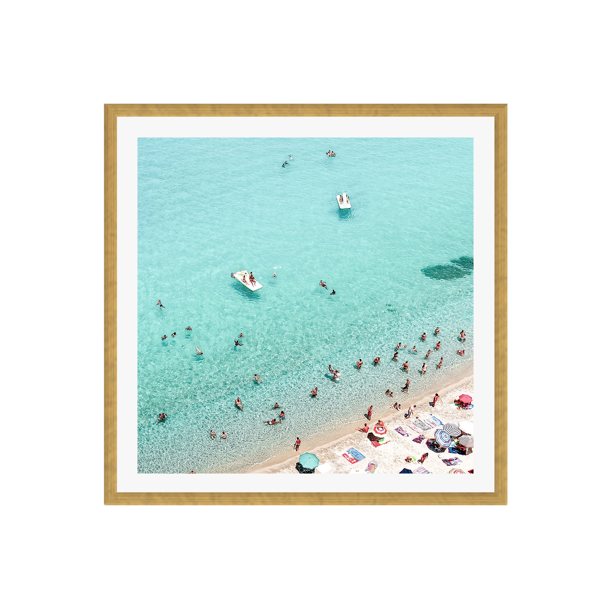 Beach People by Sisi And Seb, 36" H x 36" W x 0.75" D, Gold Single Picture Framed, Yes