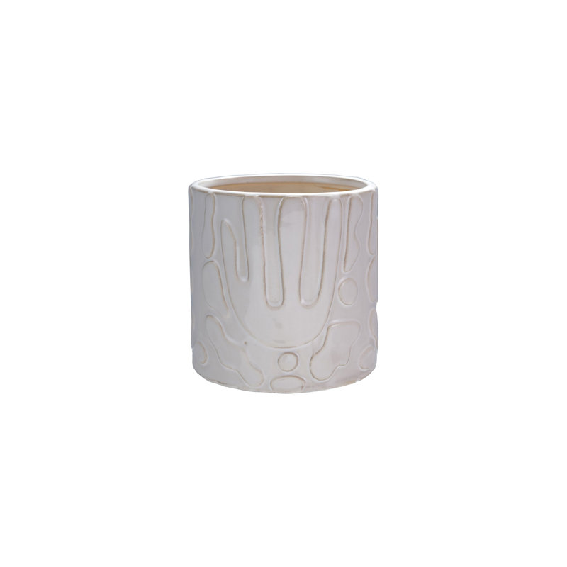 Pot de fleurs en grès avec motif en relief