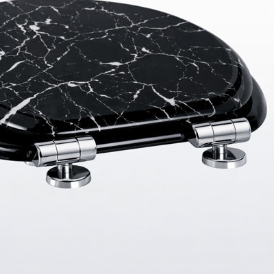Marble Effect Toilet Seat Black