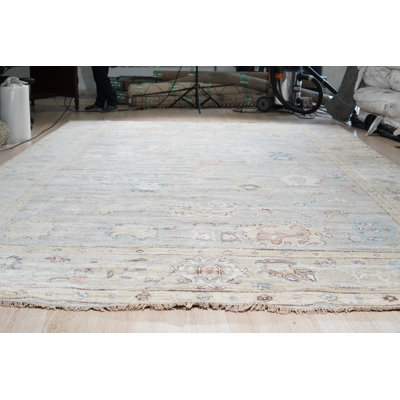 Beige Hand Knotted Silk Area Rug