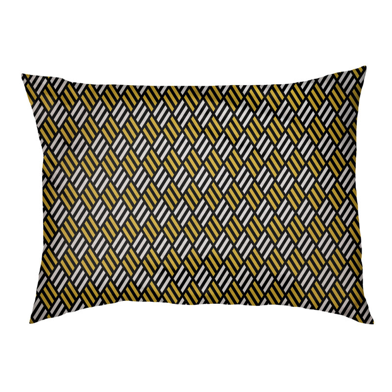 Coussin pour chien à rayures losanges Byrge, Moyen (L 29,5 po x P19,5 po x H 9,5 po), Noir / Jaune