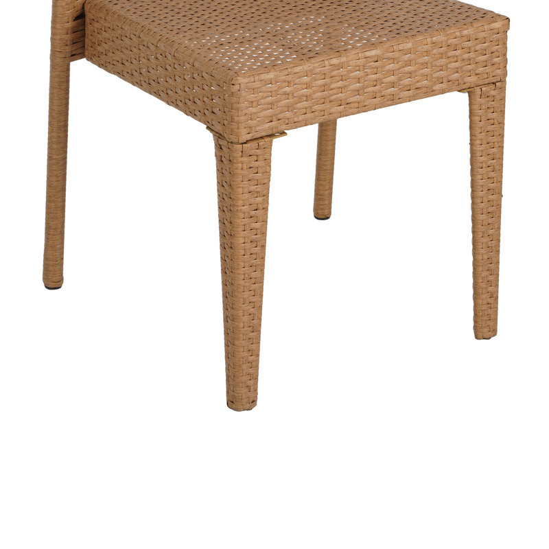 Ensemble de 2 chaises d'appoint empilables, structure en fer rotin PE avec dossier en filet de diamant, chaises d'extérieur compactes à montage rapide