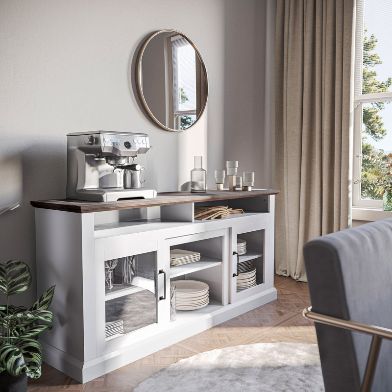 Crédence de rangement l 60,2 po Arsakha, Blanc / bois