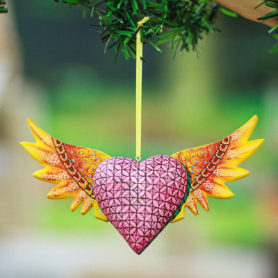 Ornement Alebrije en bois jaune fait à la main Novica