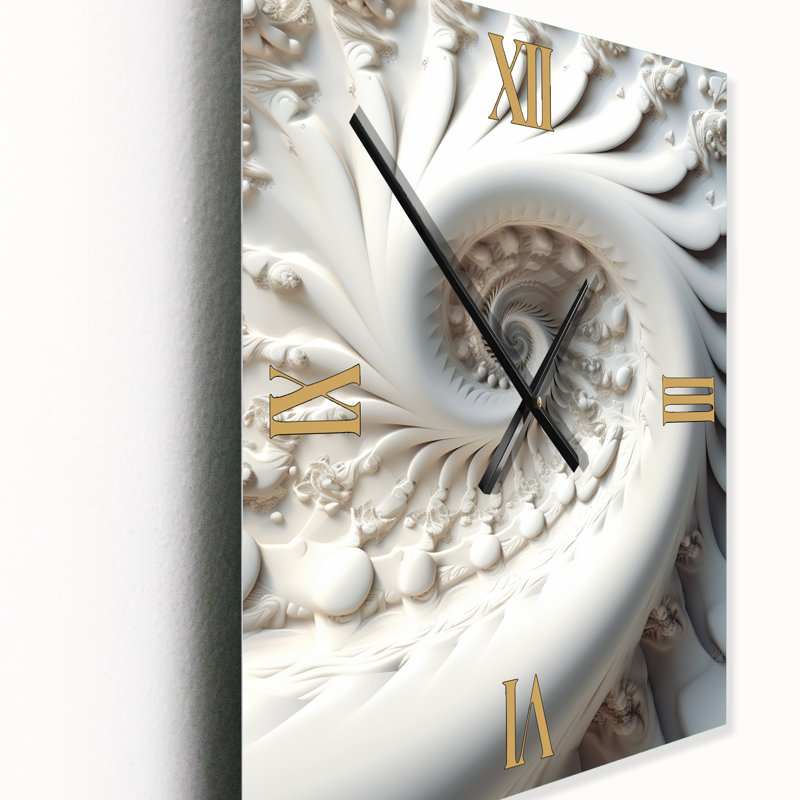 Blanc Fractal Spiral Universe - Très grandes horloges murales Fractals, H 40 po x l 30 po x P 1 po