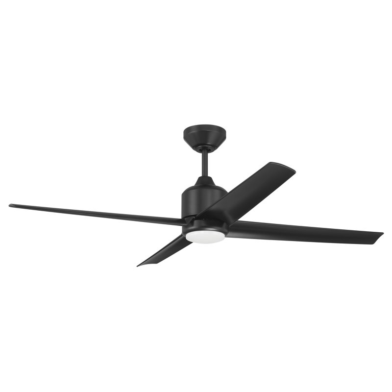 Craftmade Quell 52" Damp-Rated Ceiling Fan with LED Lights & Remote, Matte Black
