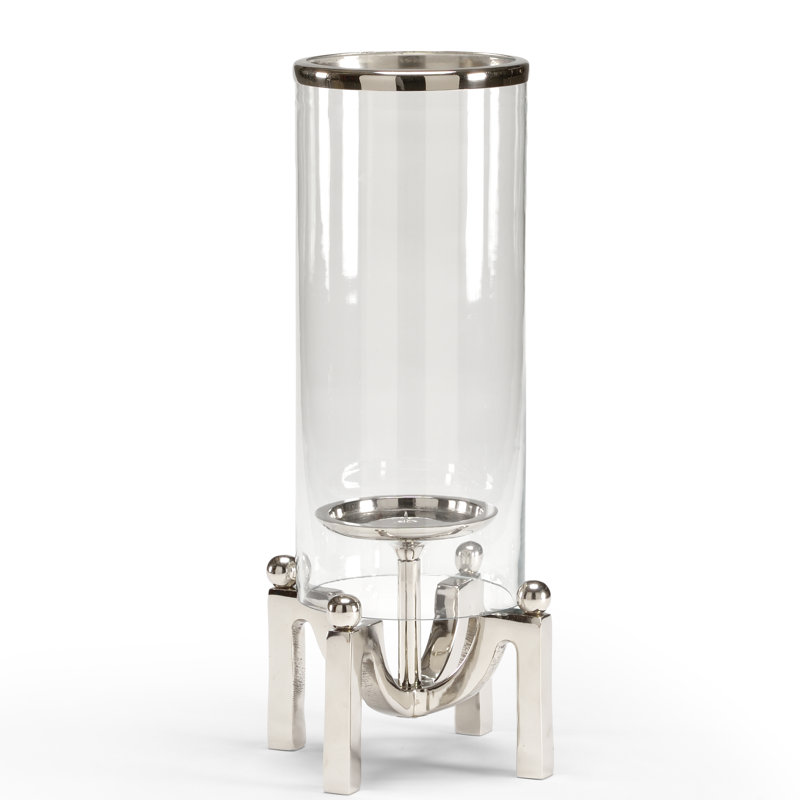 Ouragan en verre à quadruple poteau, H 14,75 po x l 4,75 po x P 4,75 po