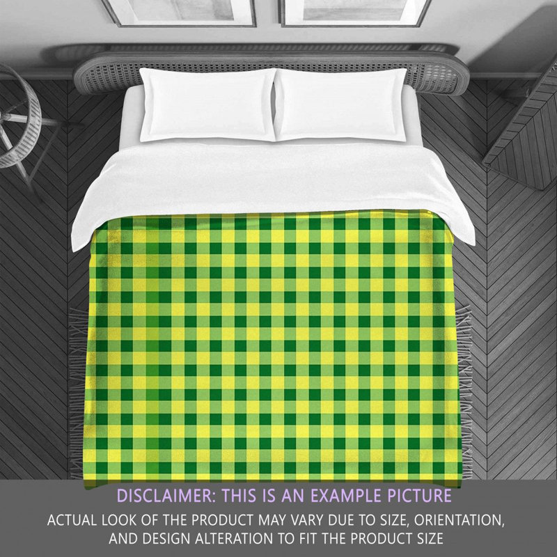 Gingham Comforter, Green/Yellow, King Comforter