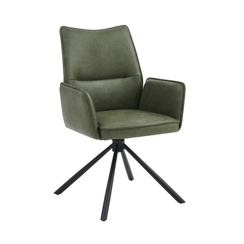 Locksley 48cm H Upholstered Metal Armchair in Green