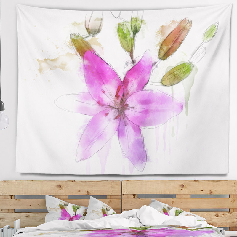 Magnifique tapisserie mauve à motif floral, H 32 po x l 39 po