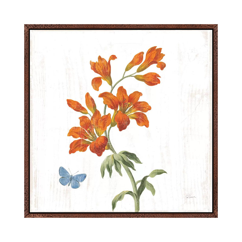Barn Flowers VII SQ 1 Piece Wall Art on Canvas, 45.72cm H x 45.72cm W x 3.81cm D, Classic Brown Wood Floater Framed