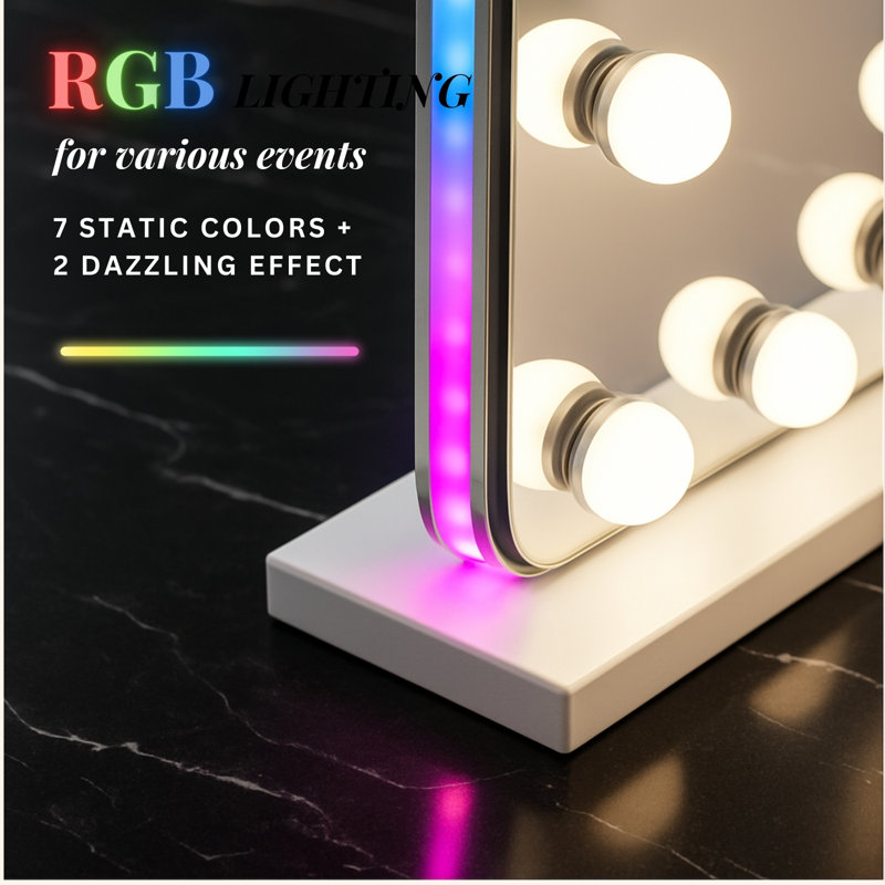 Pracilla Vanity Mirror Makeup Mirror with LED Lighted, Hollywood Tabletop Mirror