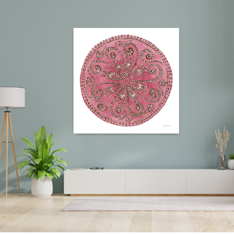 Art abstrait rose mandala rose, H 48 po x l 48 po