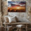 Impression sur toile de drapeau américain sur fond de blé doré au coucher du soleil pour le salon, la chambre à coucher, le bureau, le couloir, le vestibule, le mur de la galerie et la décoration intérieure moderne