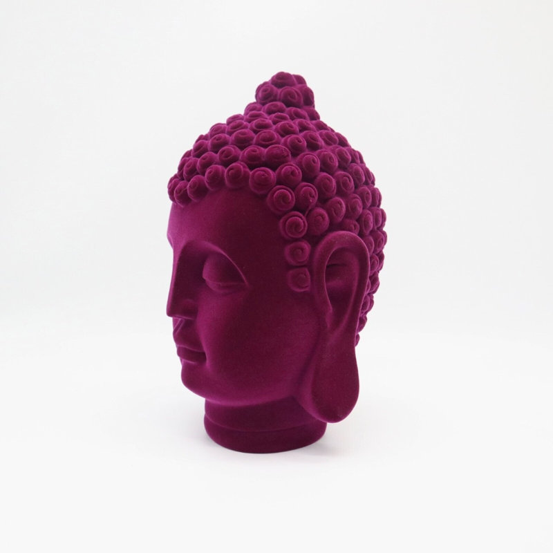 Sculpture de bouddha Flock Design, Rouge rose