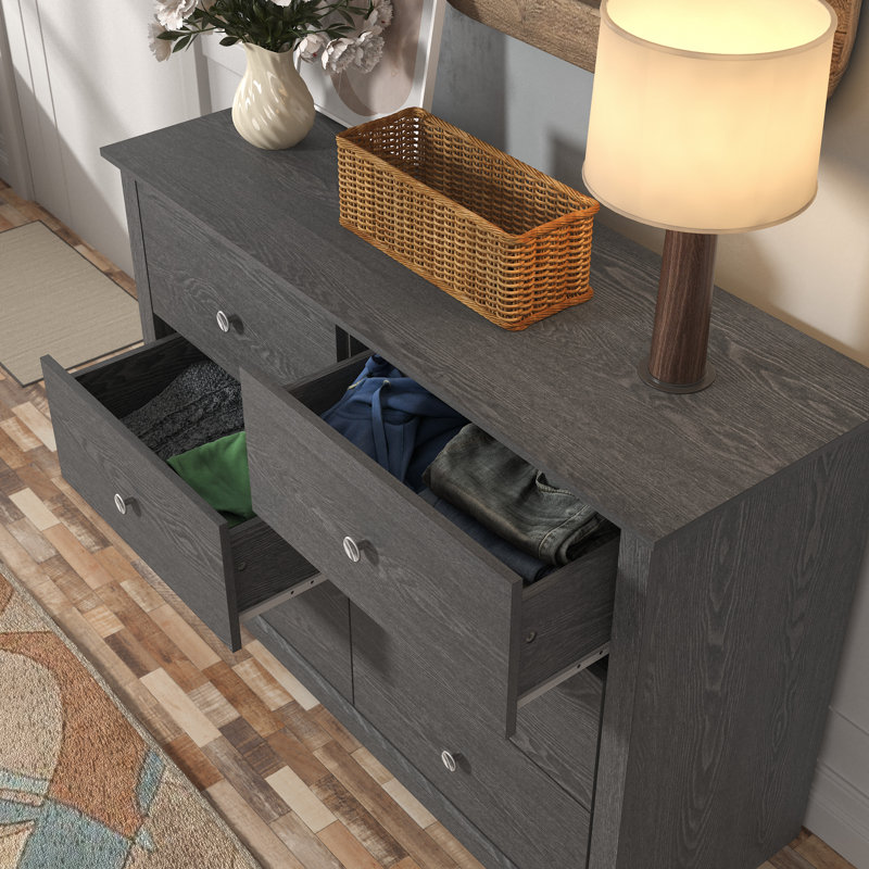 Kepner 6 Drawer 46.3'' W Double Dresser, Dark Gray Oak