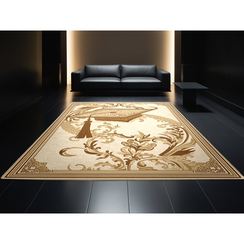Tapis oriental classique lavable à la machine Parlin Graduation Cap - beige, 2 x 3