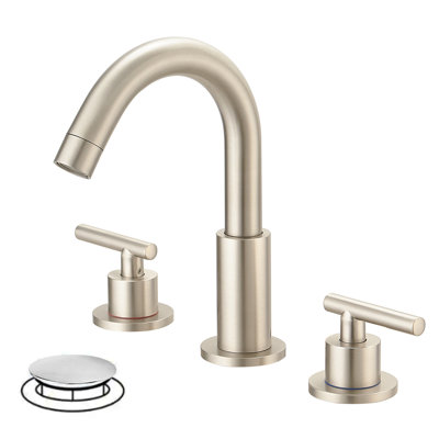 Robinet de lavabo de salle de bain espacé pivotant en laiton avec ensemble de drain