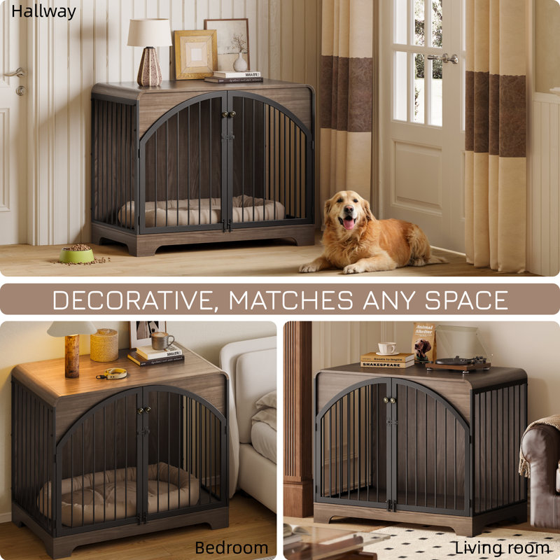 Cage pour chien, Grand (H 33,38 po x l 40,2 po x P 23,6 po), Grey Brown