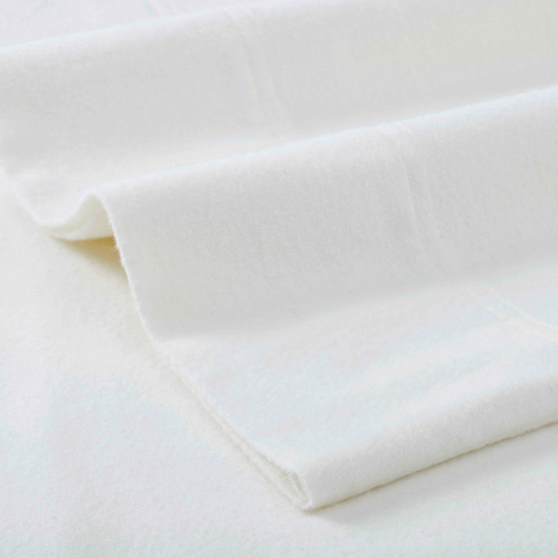 Blue Nile Mills Solid 100% Cotton Flannel Sheet Set - Cozy & Deep Pocket Fit, Full Sheet Set with 2  Pillowcases, Ivory