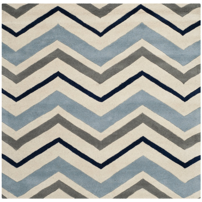 Teresita Hand Tufted Wool Chevron Rug, Square 7'