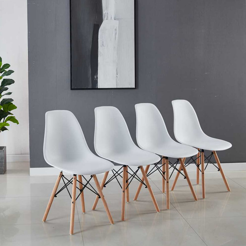 chaise, ensemble de 4, pieds KD, Plastique blanc