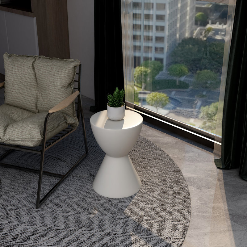 Table d'appoint en sablier de 14 po de large avec plateau rond Sherburn - table d'appoint intérieure / extérieure pour patio, salon ou chambre à coucher