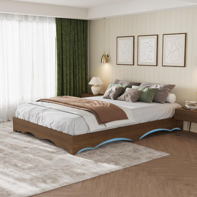 Base de lit plateforme en bois Minimalist Wave Edge