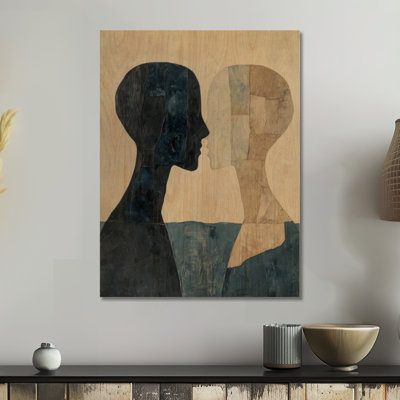 Portrait d'âmes sœurs - Décoration murale pour couple, imprimée sur bois