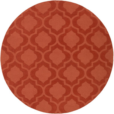 Tapis en laine fabriqué à la main à motif géométrique brique Zora