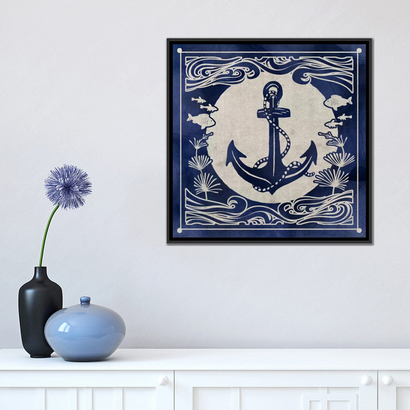 «Ink Anchor», impression sur toile, H 18 po x l 18 po x P 1,5 po, Toile encadrée noire, Pas de tapis