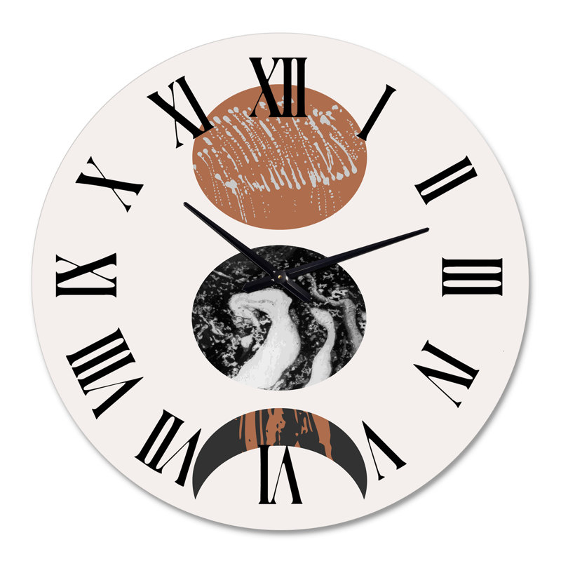 Rétro formes abstraites Suns and Moons - horloge murale moderne, Grand
