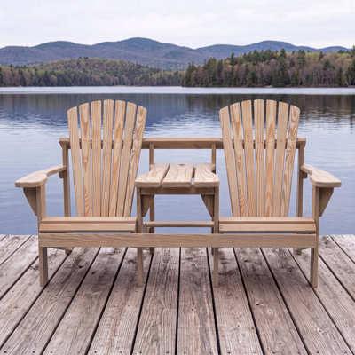  Adirondack Double Seater - Pressure Treated and cured Solid Wood with Built-In Table & 1-5/8" Umbrella Hole - Made in the USA