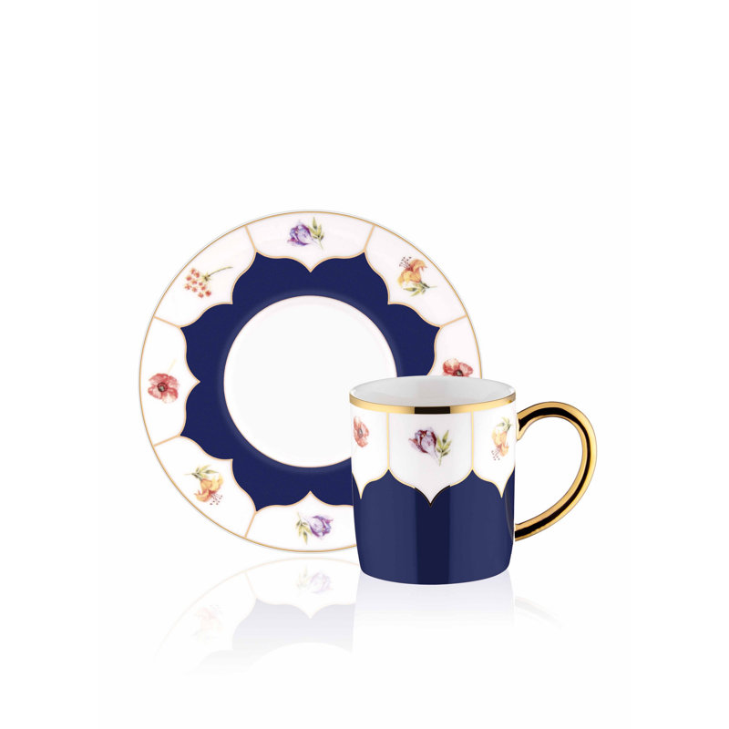 Ensemble de tasses à café Shifflett, 12, Bleu/doré