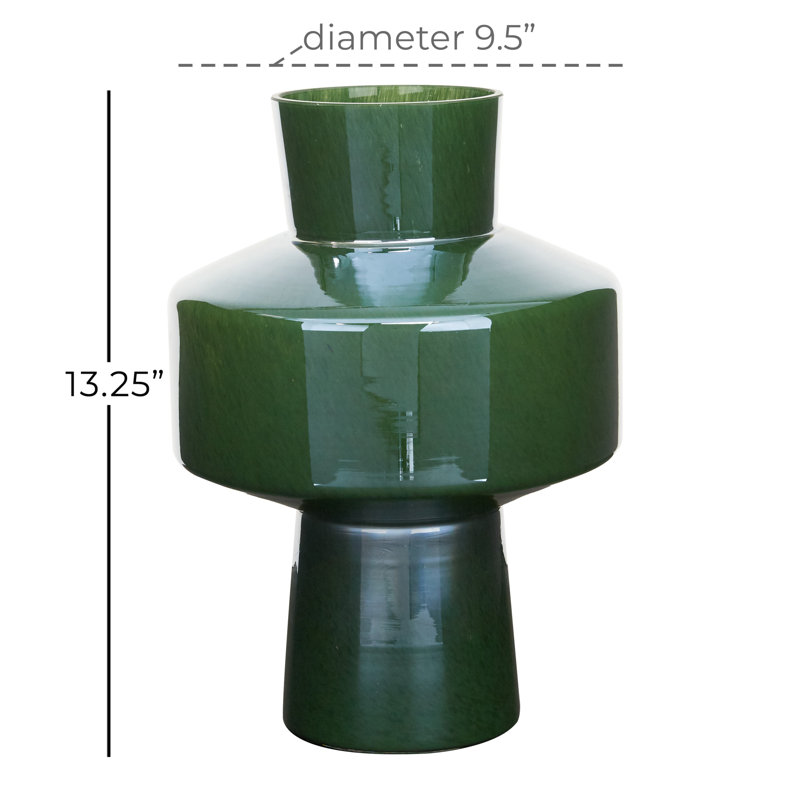 Sleek Spring Green 13.25'' Glass Bouquet Table Vase