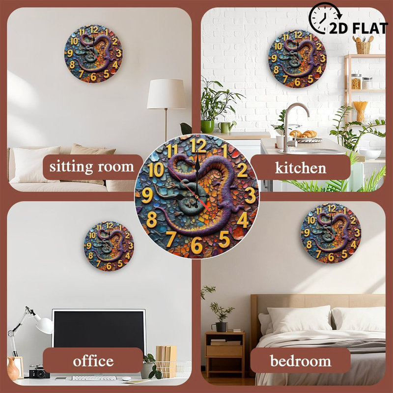 Horloge murale en mosaïque colorée