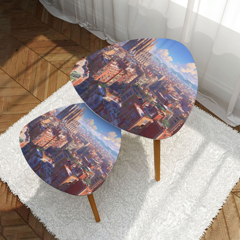Ensemble de 2 tables d'appoint Triangle Nesting