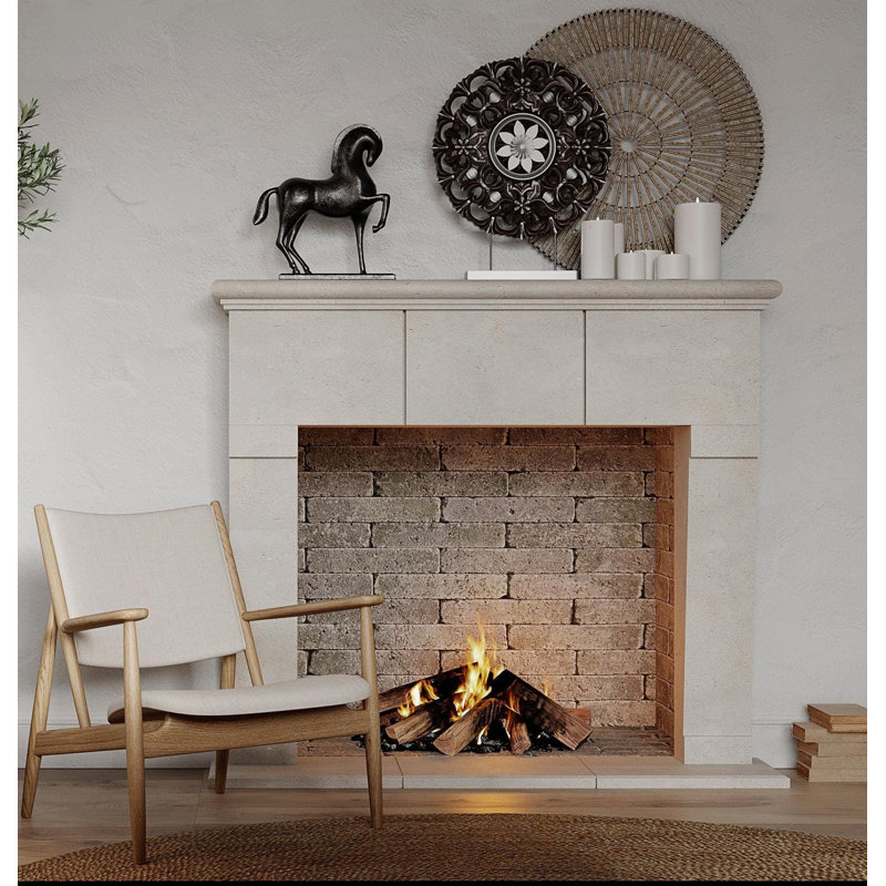 Cadre de cheminée en pierre avec foyer standard Memphis, Gris, P 10 po x H 50 po x l 58 po