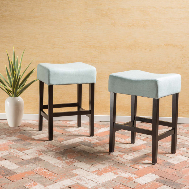 Ensemble de 2 tabourets de bar à hauteur de comptoir en cuir 26,75 po, bleu clair